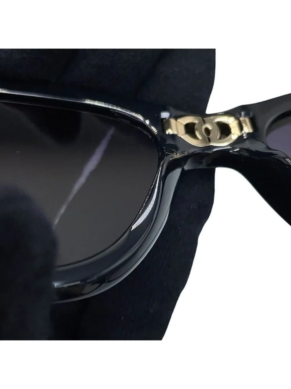 Chanel Sunglasses Foldable Quilted Logo Square Shape Eyewear Black